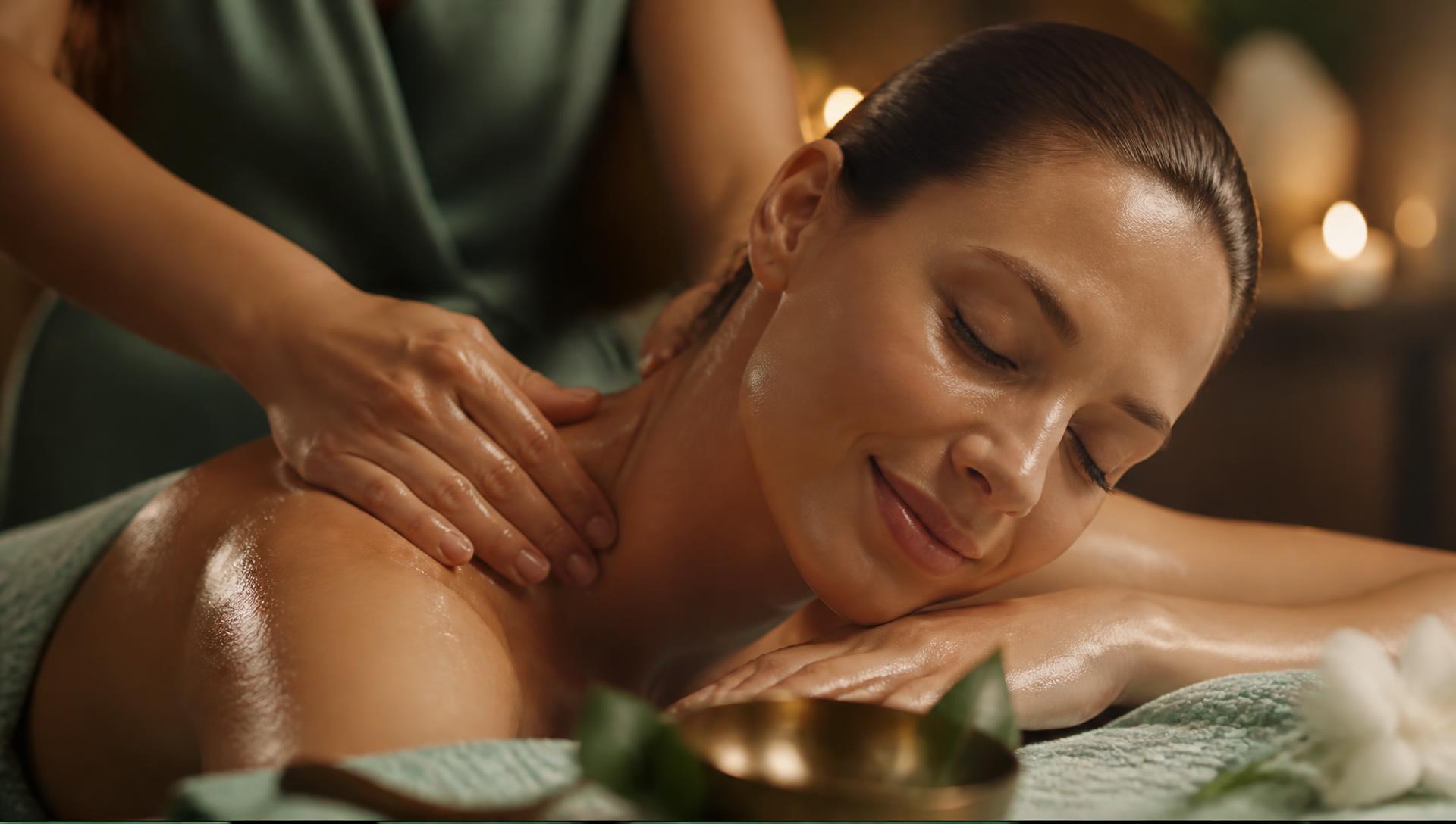 Close-up of a relaxing spa massage treatment at AURA Salon & Spa